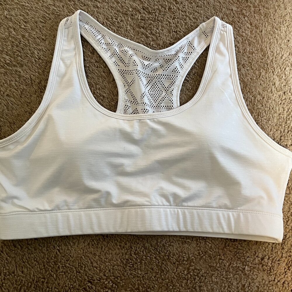 ZYIA White Sports Bra Netted Racerback Size XL